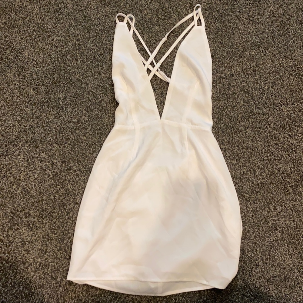 Super down white slip dress